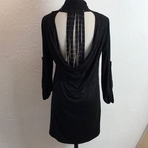 Salvage eyelet leather tape back open cardigan